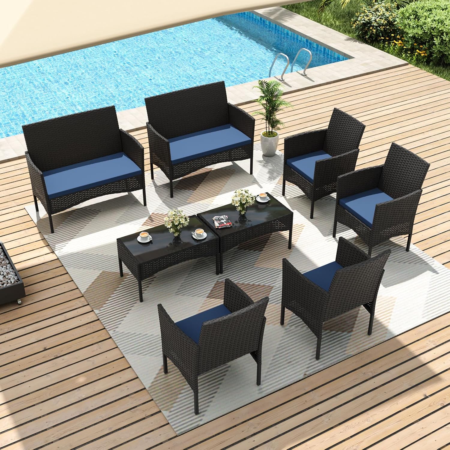 Outdoor Furniture Metal Chairs - Set di Mobili da Patio in